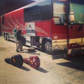 Matthew loading up the tour bus